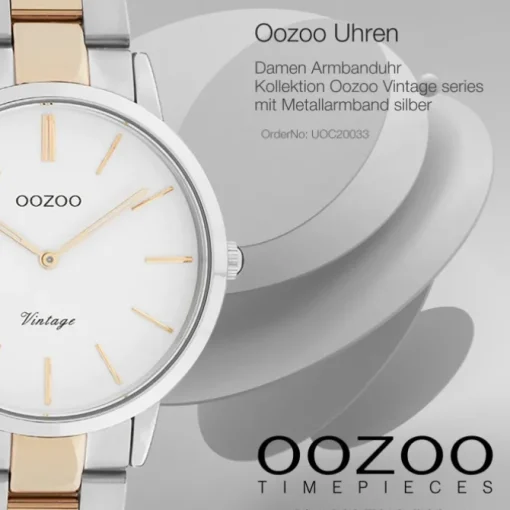 Oozoo Damen Armbanduhr Vintage Series Analog Metall silber rosegold UOC20033