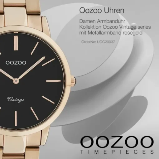 Oozoo Damen Armbanduhr Vintage Series Analog Metall rosegold UOC20037