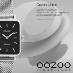 Oozoo Damen Armbanduhr Vintage Series Analog Metall Mesh silber UOC20267