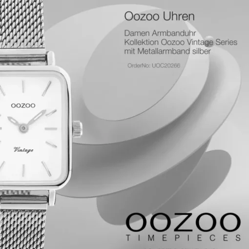 Oozoo Damen Armbanduhr Vintage Series Analog Metall Mesh silber UOC20266