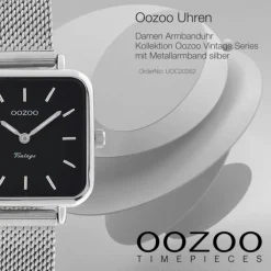 Oozoo Damen Armbanduhr Vintage Series Analog Metall Mesh silber UOC20262
