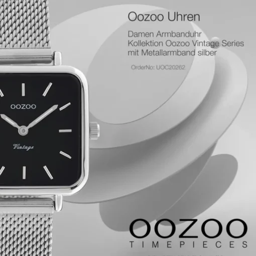 Oozoo Damen Armbanduhr Vintage Series Analog Metall Mesh silber UOC20262