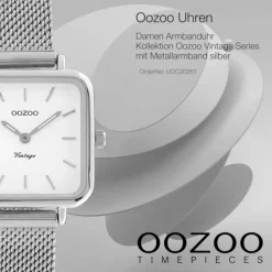 Oozoo Damen Armbanduhr Vintage Series Analog Metall Mesh silber UOC20261