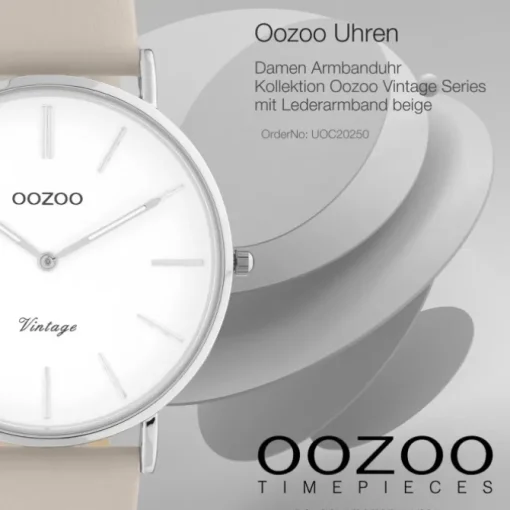 Oozoo Damen Armbanduhr Vintage Series Analog Leder beige UOC20250