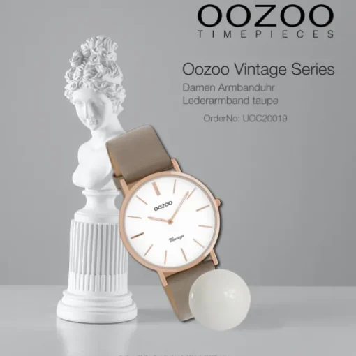 Oozoo Damen Armbanduhr Vintage Series Analog Leder taupe braun UOC20019