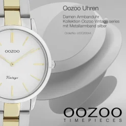 Oozoo Damen Armbanduhr Vintage Series Analog Metall silber gold UOC20044