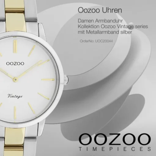 Oozoo Damen Armbanduhr Vintage Series Analog Metall silber gold UOC20044