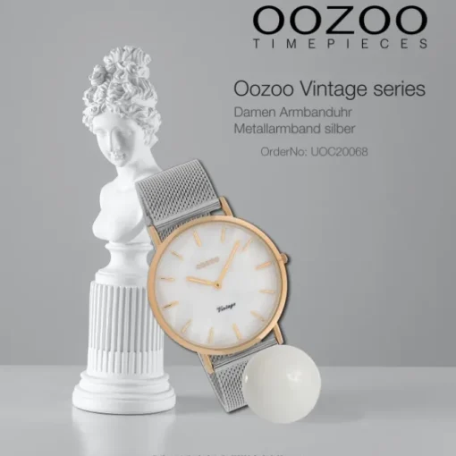 Oozoo Damen Armbanduhr Vintage Series Analog Metall silber UOC20068