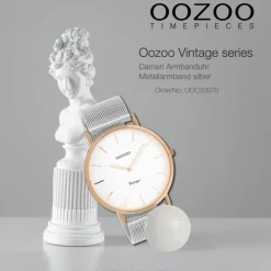 Oozoo Damen Armbanduhr Vintage Series Analog Metall silber UOC20070