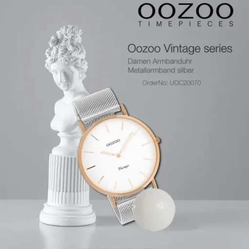 Oozoo Damen Armbanduhr Vintage Series Analog Metall silber UOC20070