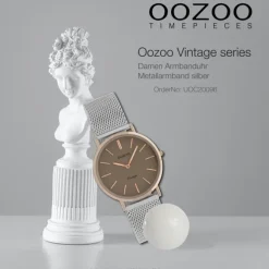 Oozoo Damen Armbanduhr Vintage Series Analog Metall silber UOC20096
