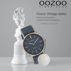 Oozoo Damen Armbanduhr Vintage Series Analog Leder dunkelblau UOC20163
