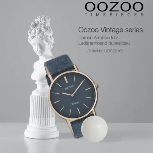 Oozoo Damen Armbanduhr Vintage Series Analog Leder dunkelblau UOC20163