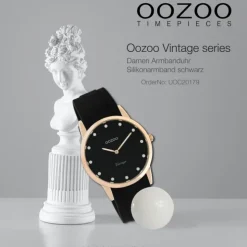 Oozoo Damen Armbanduhr Vintage Series Analog Silikon schwarz UOC20179
