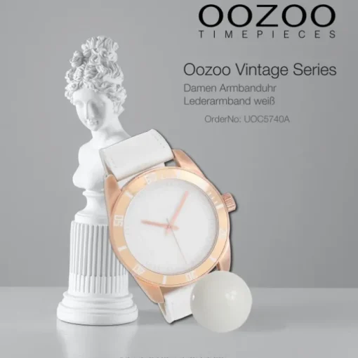 Oozoo Damen Armbanduhr Vintage Series Analog Leder weiß UOC5740A