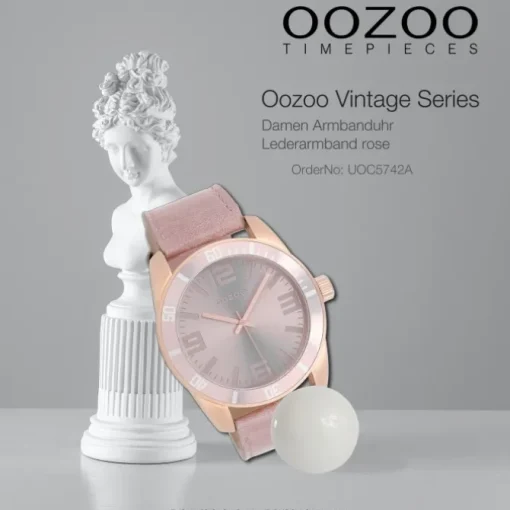 Oozoo Damen Armbanduhr Vintage Series Analog Leder rose UOC5742A