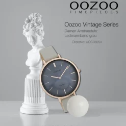 Oozoo Damen Armbanduhr Vintage Series Analog Leder grau UOC9805A