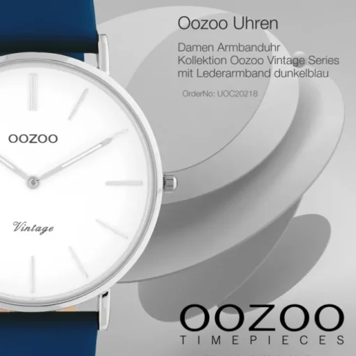 Oozoo Damen Armbanduhr Vintage C20218 Analog Leder dunkelblau UOC20218