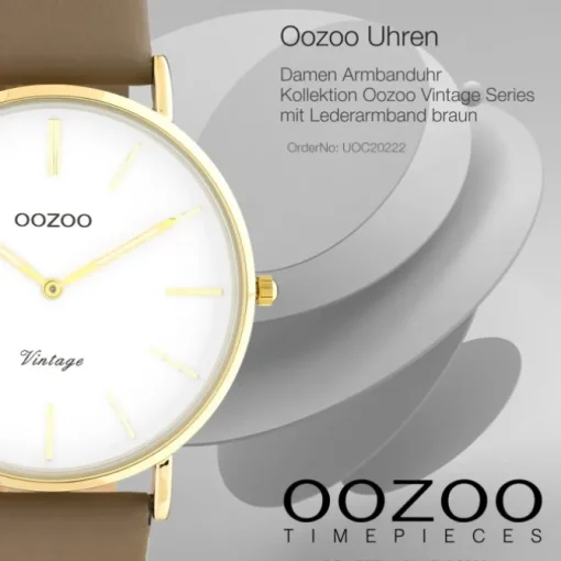 Oozoo Damen Armbanduhr Vintage C20222 Analog Leder braun UOC20222
