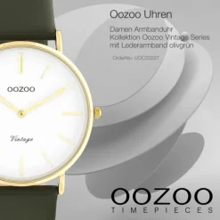 Oozoo Damen Armbanduhr Vintage C20227 Analog Leder olivgrün UOC20227