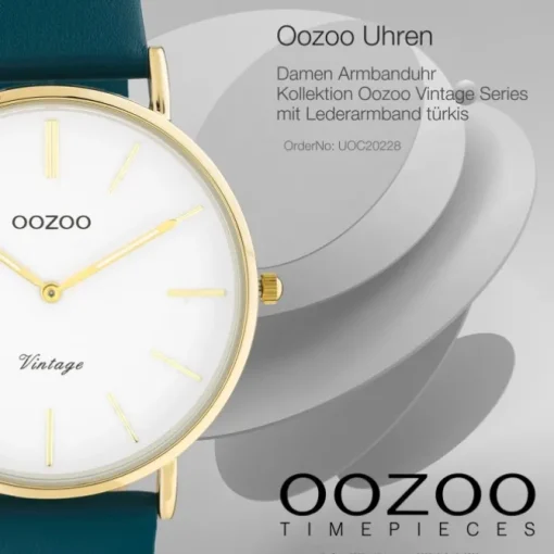 Oozoo Damen Armbanduhr Vintage C20228 Analog Leder türkis UOC20228