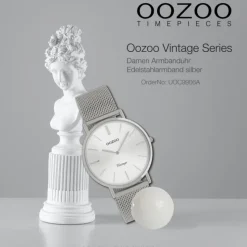 Oozoo Damen Armbanduhr Vintage Series C9906A Analog Edelstahl silber UOC9906A