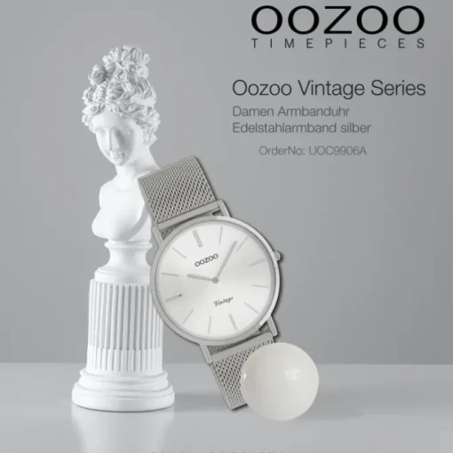 Oozoo Damen Armbanduhr Vintage Series C9906A Analog Edelstahl silber UOC9906A
