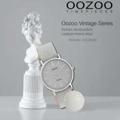 Oozoo Damen Armbanduhr Vintage Series C20200 Analog Leder silber UOC20200