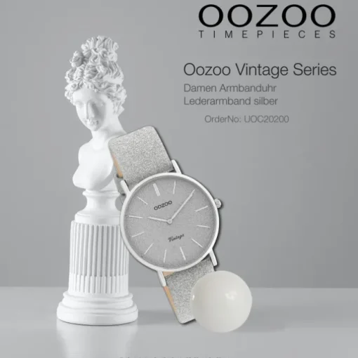 Oozoo Damen Armbanduhr Vintage Series C20200 Analog Leder silber UOC20200