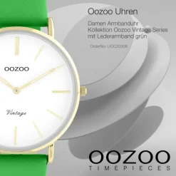Oozoo Damen Armbanduhr Vintage Series C20308 Analog Leder grün UOC20308