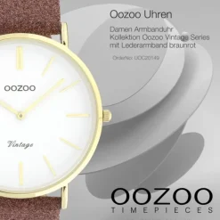 Oozoo Damen Armbanduhr Vintage C20149 Analog Leder braunrot UOC20149