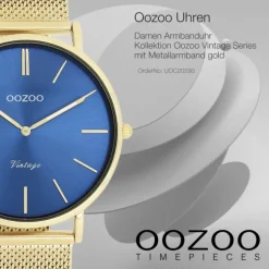 Oozoo Damen Armbanduhr Vintage Series Analog Metall Mesh gold UOC20290