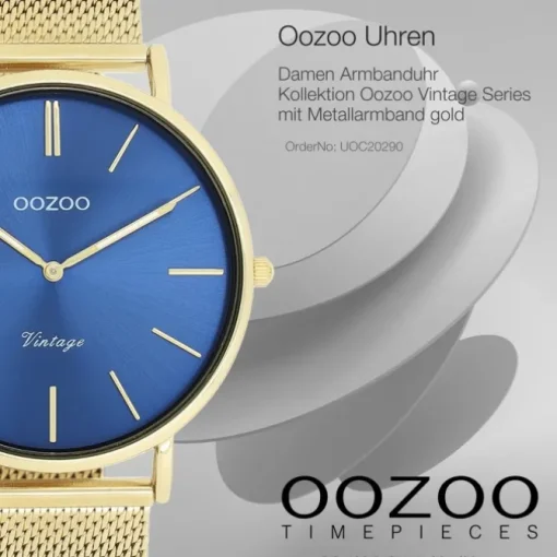 Oozoo Damen Armbanduhr Vintage Series Analog Metall Mesh gold UOC20290