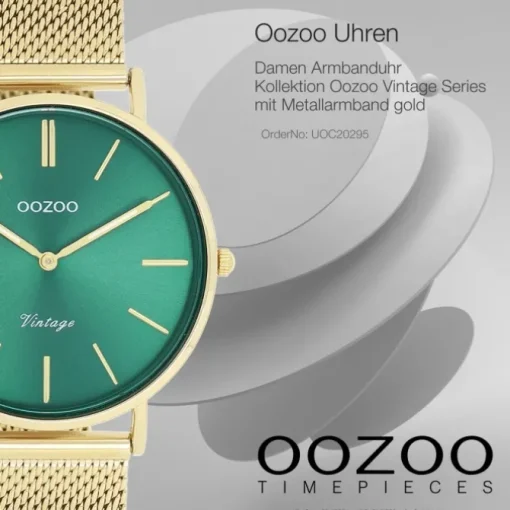 Oozoo Damen Armbanduhr Vintage Series Analog Metall Mesh gold UOC20295