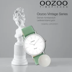 Oozoo Damen Armbanduhr Vintage Series Analog Leder grün UOC20251