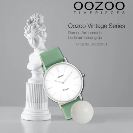 Oozoo Damen Armbanduhr Vintage Series Analog Leder grün UOC20251