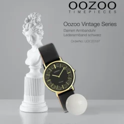 Oozoo Damen Armbanduhr Vintage Series Analog Leder schwarz UOC20187