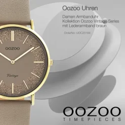 Oozoo Damen Armbanduhr Vintage Series Analog Leder braun UOC20184