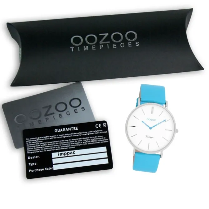 Oozoo Damen Armbanduhr Vintage Analog Leder blau UOC20310