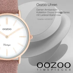 Oozoo Damen Armbanduhr Vintage C20157 Analog Leder rosa UOC20157