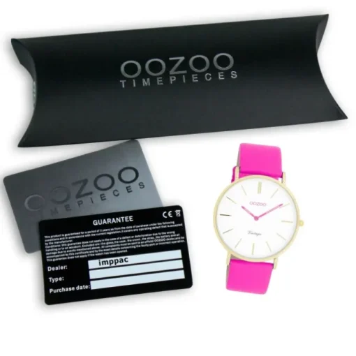 Oozoo Damen Armbanduhr Vintage Analog Leder pink UOC20319
