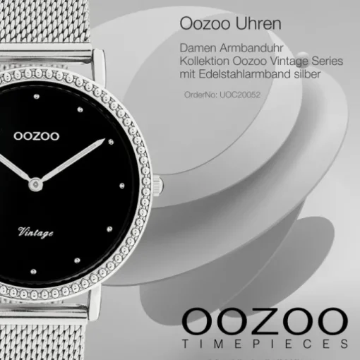 Oozoo Damen Armbanduhr Vintage Analog Edelstahl silber UOC20052