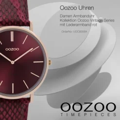 Oozoo Damen Armbanduhr Vintage Analog Leder rot UOC9306A