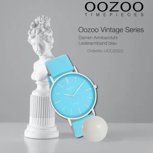 Oozoo Damen Armbanduhr Vintage Analog Leder blau UOC20322