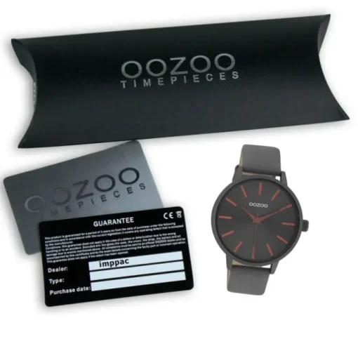 Oozoo Damen Armbanduhr Vintage Analog Leder dunkelgrau UOC10876