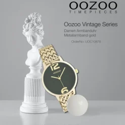 Oozoo Damen Armbanduhr Vintage Analog Metall gold UOC10878