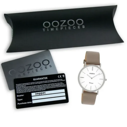 Oozoo Damen Armbanduhr Vintage Series Analog Leder taupe braun UOC20017
