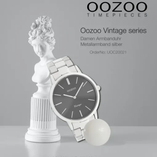 Oozoo Damen Armbanduhr Vintage Series Analog Metall silber UOC20021