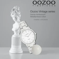 Oozoo Damen Armbanduhr Vintage Series Analog Metall silber UOC20038