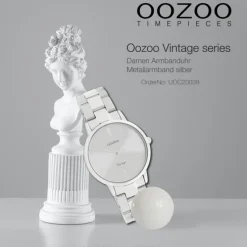 Oozoo Damen Armbanduhr Vintage Series Analog Metall silber UOC20039